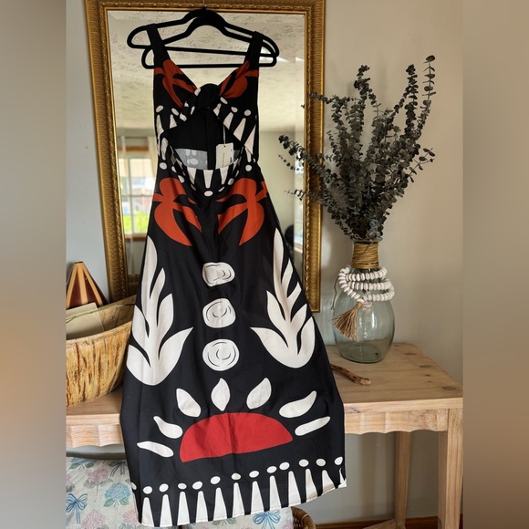 Commense Dresses & Skirts - Commense Black, Rust & White Printed Maxi Dress